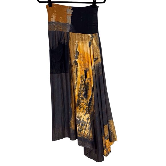 Lundstrom Handkerchief Midi Skirt Womens Size 8 Black Multicolor Boho Artsy NWT - Picture 1 of 9